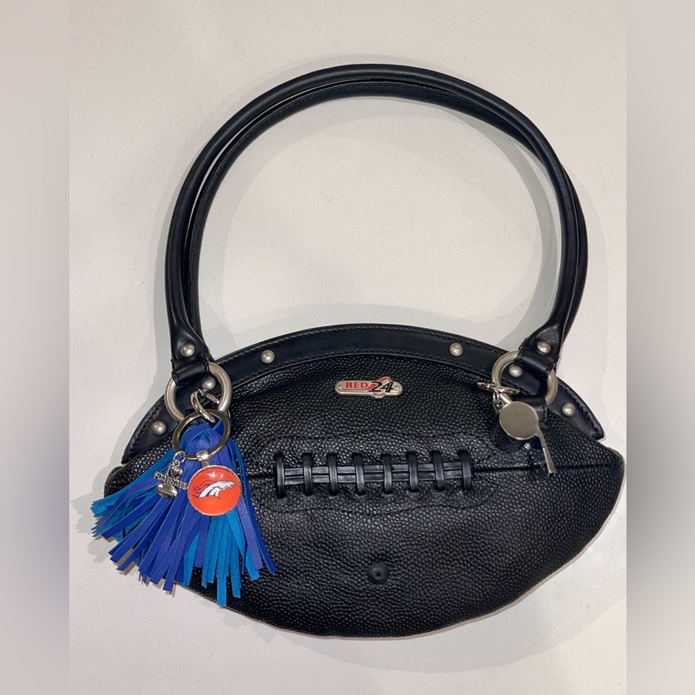 Denver Broncos black leather football purse